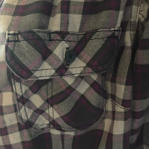 Duluth Trading Co Women’s Purple Plaid Long Sleeve Flannel Shirt Size L/Large - Picture 7 of 10
